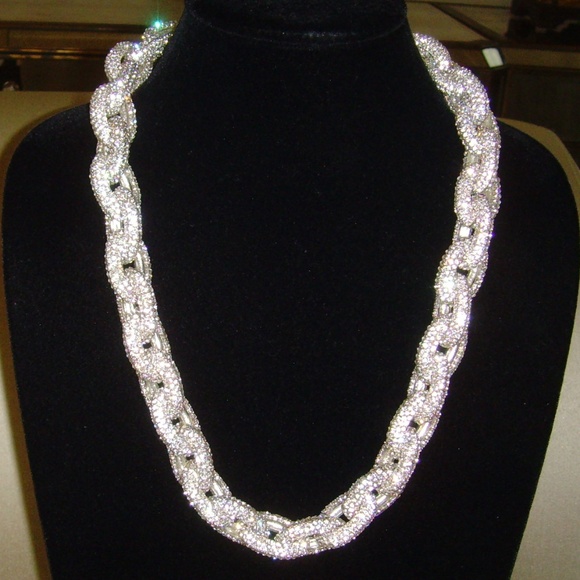 Rhinestone and Silver-Tone Chain Link Necklace - BLING! - Picture 15 of 15